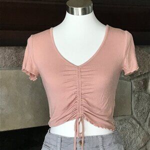 'Garage' Light Pink Cropped T-Shirt - Size Small